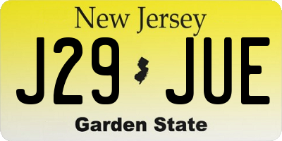 NJ license plate J29JUE