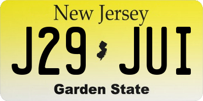 NJ license plate J29JUI
