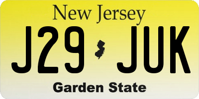 NJ license plate J29JUK