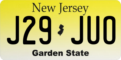 NJ license plate J29JUO