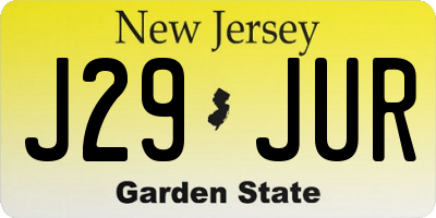 NJ license plate J29JUR