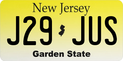 NJ license plate J29JUS