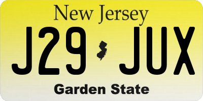 NJ license plate J29JUX