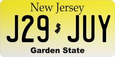 NJ license plate J29JUY