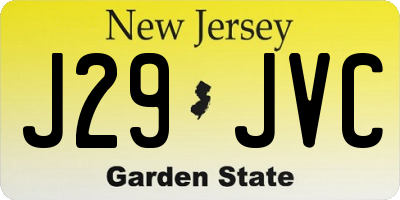 NJ license plate J29JVC