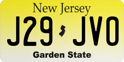 NJ license plate J29JVO