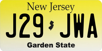 NJ license plate J29JWA