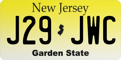 NJ license plate J29JWC