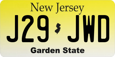 NJ license plate J29JWD