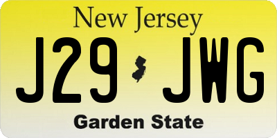 NJ license plate J29JWG