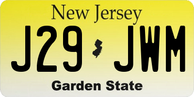 NJ license plate J29JWM