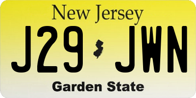 NJ license plate J29JWN