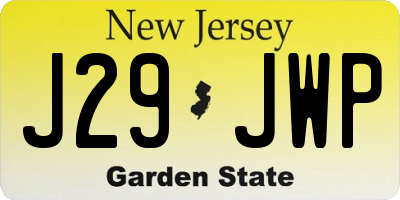 NJ license plate J29JWP