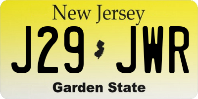 NJ license plate J29JWR