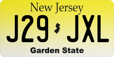 NJ license plate J29JXL