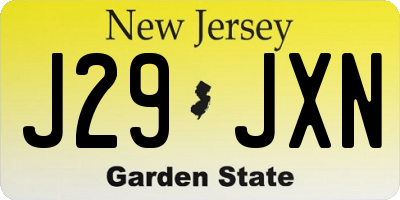 NJ license plate J29JXN