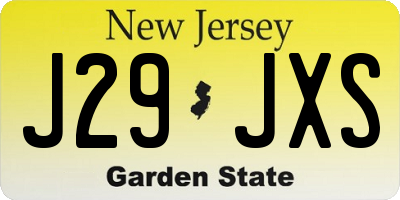 NJ license plate J29JXS