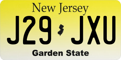 NJ license plate J29JXU