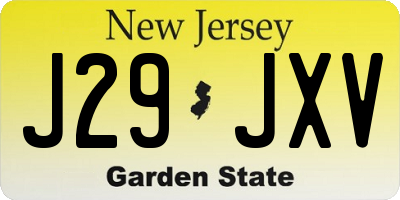 NJ license plate J29JXV