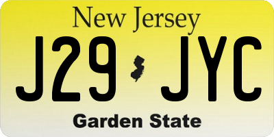 NJ license plate J29JYC