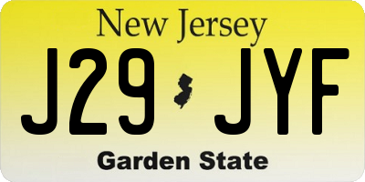 NJ license plate J29JYF