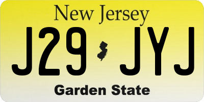 NJ license plate J29JYJ