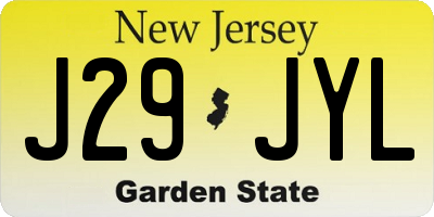 NJ license plate J29JYL