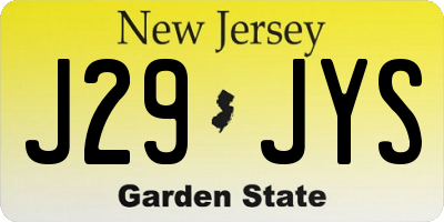 NJ license plate J29JYS