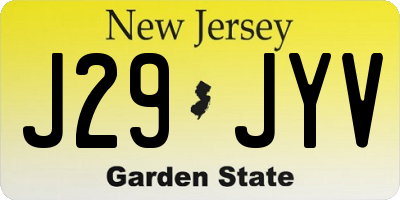 NJ license plate J29JYV