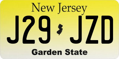 NJ license plate J29JZD