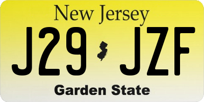 NJ license plate J29JZF