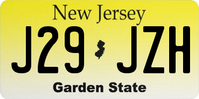 NJ license plate J29JZH