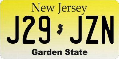 NJ license plate J29JZN
