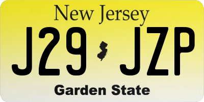 NJ license plate J29JZP