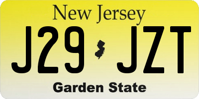 NJ license plate J29JZT