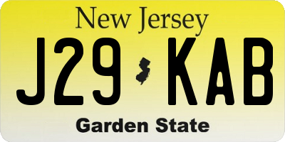 NJ license plate J29KAB