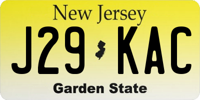 NJ license plate J29KAC
