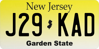 NJ license plate J29KAD