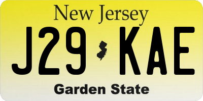 NJ license plate J29KAE