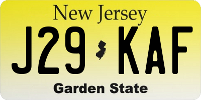 NJ license plate J29KAF