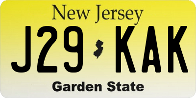 NJ license plate J29KAK