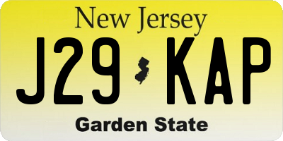 NJ license plate J29KAP