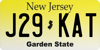 NJ license plate J29KAT