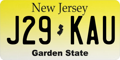 NJ license plate J29KAU
