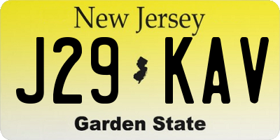 NJ license plate J29KAV