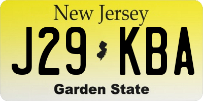 NJ license plate J29KBA