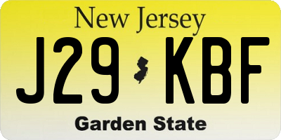 NJ license plate J29KBF