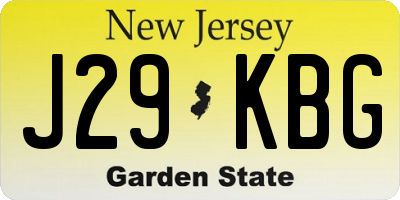 NJ license plate J29KBG