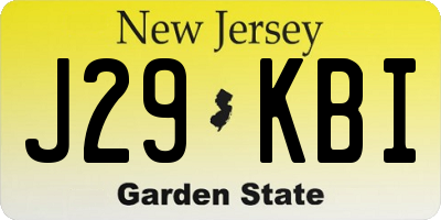 NJ license plate J29KBI