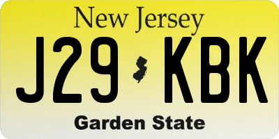 NJ license plate J29KBK
